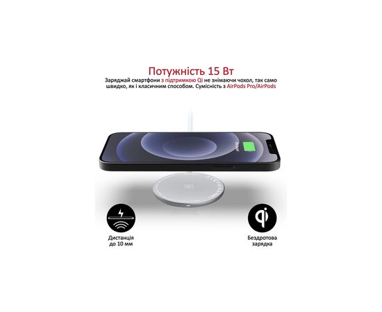 Зарядное устройство Promate wireless charger auramag-15w silver (auramag-15w.silver), изображение 3 Зарядное устройство Promate wireless charger auramag-15w silver (auramag-15w.silver), изображение 3
