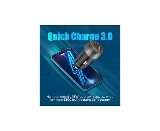Зарядное устройство Promate drivegear-pd33 USB-C PD33W + USB-A QC3.0 Black (drivegear-pd33), изображение 4 Зарядное устройство Promate drivegear-pd33 USB-C PD33W + USB-A QC3.0 Black (drivegear-pd33), изображение 4