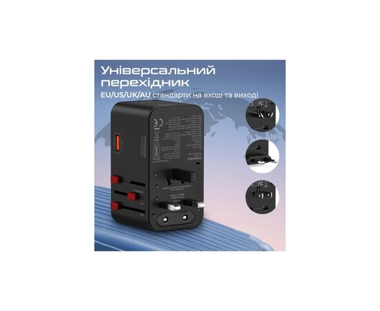 Зарядное устройство Promate tripmate-gan160 3xUSB-C PD + USB-A QC 160W GaN Black (tripmate-gan160), изображение 2 Зарядное устройство Promate tripmate-gan160 3xUSB-C PD + USB-A QC 160W GaN Black (tripmate-gan160), изображение 2