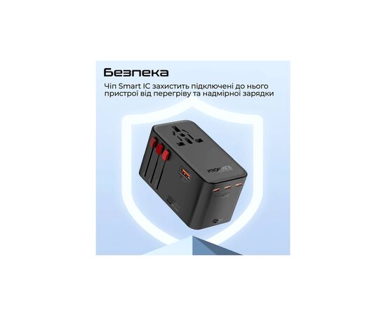 Зарядное устройство Promate tripmate-gan160 3xUSB-C PD + USB-A QC 160W GaN Black (tripmate-gan160), изображение 6 Зарядное устройство Promate tripmate-gan160 3xUSB-C PD + USB-A QC 160W GaN Black (tripmate-gan160), изображение 6