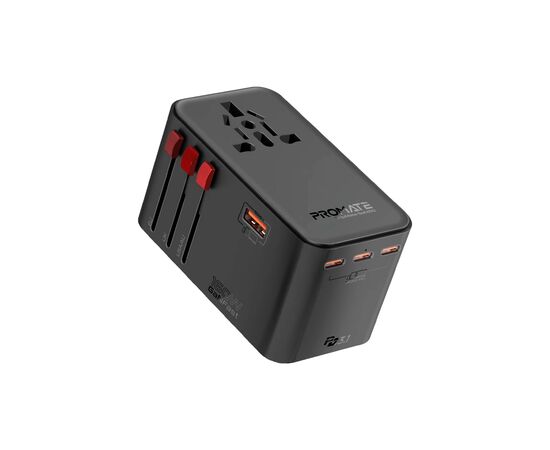 Зарядний пристрій Promate tripmate-gan160 3xUSB-C PD + USB-A QC 160W GaN Black (tripmate-gan160)