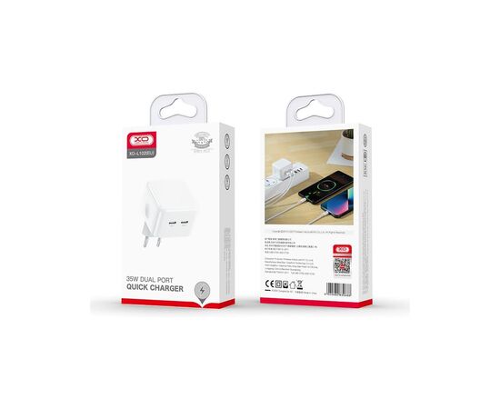 Зарядний пристрій XO L102 2xUSB-C PD35W White (L102.white), зображення 4 Зарядний пристрій XO L102 2xUSB-C PD35W White (L102.white), зображення 4