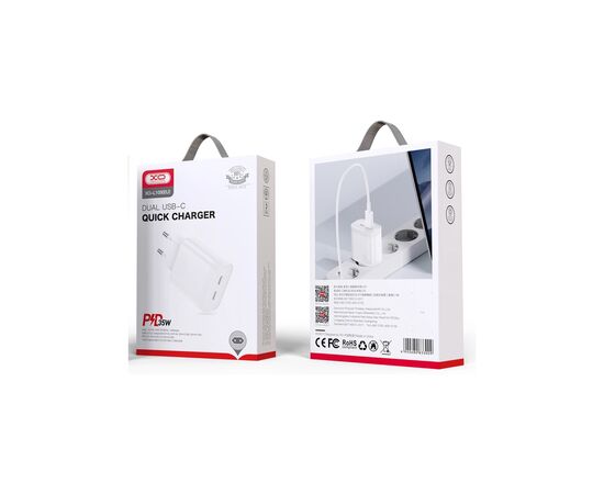 Зарядний пристрій XO L105 2xUSB-C PD35W White (L105.white), зображення 3 Зарядний пристрій XO L105 2xUSB-C PD35W White (L105.white), зображення 3