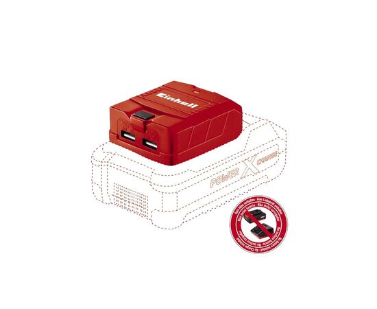 Зарядное устройство для аккумуляторов инструмента Einhell TE-CP 18 Li USB, PXC, 18V,1А/2.1А, 2хUSB, 0.06 кг (4514120)