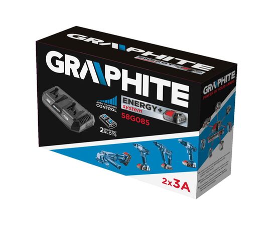 Зарядное устройство для аккумуляторов инструмента Graphite Energy+ 18V, 3А,0.74кг (58G085), изображение 3 Зарядное устройство для аккумуляторов инструмента Graphite Energy+ 18V, 3А,0.74кг (58G085), изображение 3