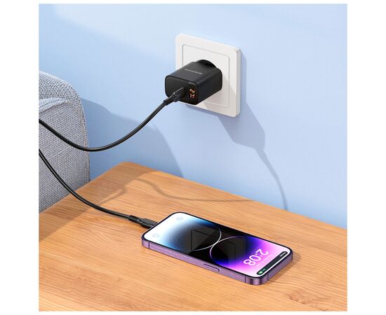 Зарядное устройство BOROFONE BA97A Ilustre USB-C PD30W digital display + cable USB-C to Lightning Black (6941991120497), изображение 9 Зарядное устройство BOROFONE BA97A Ilustre USB-C PD30W digital display + cable USB-C to Lightning Black (6941991120497), изображение 9