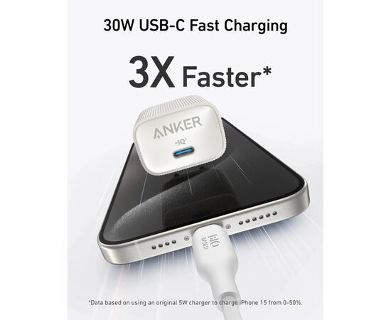 Зарядное устройство Anker PowerPort 511 Nano IV 30W USB-C White (A2337G21), изображение 5