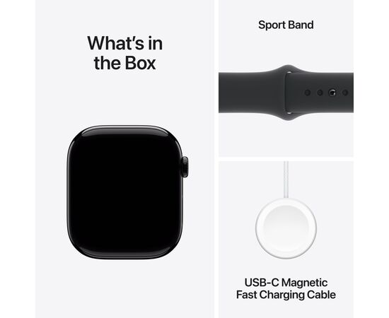 Смарт-годинник Apple Watch Series 10 GPS + Cellular 42mm Jet Black Aluminium Case with Black Sport Band - S/M (MWX63QH/A), зображення 9 Смарт-годинник Apple Watch Series 10 GPS + Cellular 42mm Jet Black Aluminium Case with Black Sport Band - S/M (MWX63QH/A), зображення 9