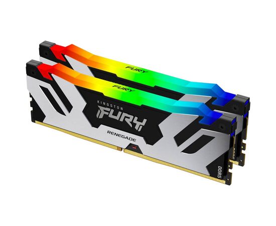 Модуль памяти для компьютера DDR5 48GB (2x24GB) 8000 MHz Renegade RGB Black/Silver Kingston Fury (ex.HyperX) (KF580C38RSAK2-48)