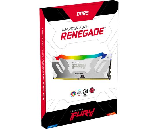 Модуль памяти для компьютера DDR5 48GB (2x24GB) 8000 MHz Renegade RGB White/Silver Kingston Fury (ex.HyperX) (KF580C38RWAK2-48), изображение 5 Модуль памяти для компьютера DDR5 48GB (2x24GB) 8000 MHz Renegade RGB White/Silver Kingston Fury (ex.HyperX) (KF580C38RWAK2-48), изображение 5