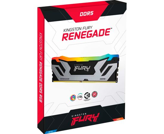 Модуль памяти для компьютера DDR5 48GB (2x24GB) 8800 MHz Renegade RGB Black/Silver Kingston Fury (ex.HyperX) (KF588CU42RSAK2-48), изображение 3 Модуль памяти для компьютера DDR5 48GB (2x24GB) 8800 MHz Renegade RGB Black/Silver Kingston Fury (ex.HyperX) (KF588CU42RSAK2-48), изображение 3
