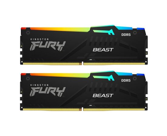 Модуль памяти для компьютера DDR5 64GB (2x32GB) 5200 MHz Beast RGB EXPO Black Kingston Fury (ex.HyperX) (KF552C40BB2AK2-64)