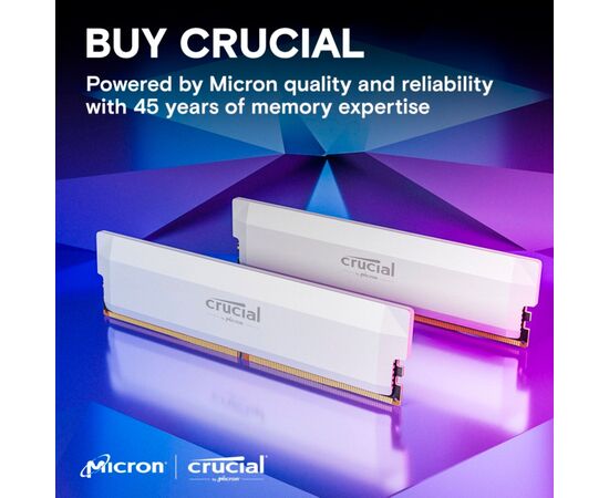 Модуль памяти для компьютера DDR5 16GB 6400 MHz Pro Overclocking White Micron (CP16G64C38U5W), изображение 6 Модуль памяти для компьютера DDR5 16GB 6400 MHz Pro Overclocking White Micron (CP16G64C38U5W), изображение 6
