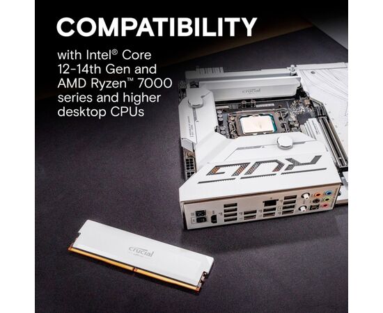 Модуль памяти для компьютера DDR5 16GB 6400 MHz Pro Overclocking White Micron (CP16G64C38U5W), изображение 7 Модуль памяти для компьютера DDR5 16GB 6400 MHz Pro Overclocking White Micron (CP16G64C38U5W), изображение 7