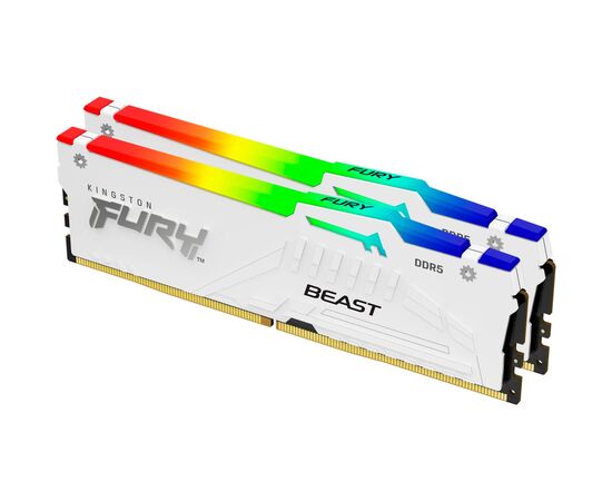 Модуль памяти для компьютера DDR5 32GB (2x16GB) 6000 MHz Beast RGB EXPO White Kingston Fury (ex.HyperX) (KF560C36BWE2AK2-32)