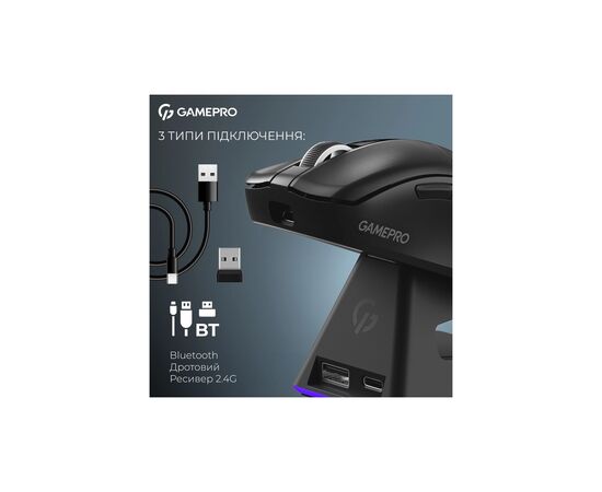 Мышка GamePro Asgard Thor Wireless/Bluetooth/USB Black (GM023B), изображение 7 Мышка GamePro Asgard Thor Wireless/Bluetooth/USB Black (GM023B), изображение 7