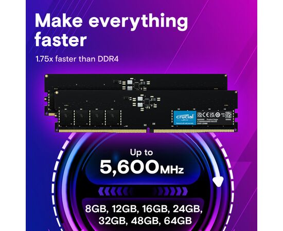 Модуль памяти для компьютера DDR5 64GB (2x32GB) 5600 MHz Micron (CT2K32G56C46U5), изображение 3 Модуль памяти для компьютера DDR5 64GB (2x32GB) 5600 MHz Micron (CT2K32G56C46U5), изображение 3