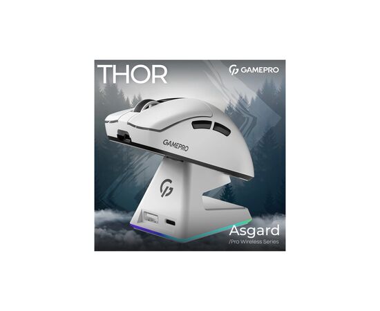 Мышка GamePro Asgard Thor Wireless/Bluetooth/USB White (GM023W), изображение 5 Мышка GamePro Asgard Thor Wireless/Bluetooth/USB White (GM023W), изображение 5