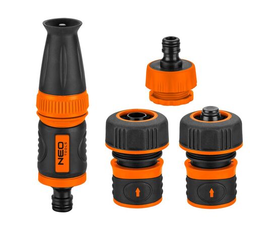Набір для поливу Neo Tools 3/4", зрошувач прямий, 2 конектори для шланга, конектор для крана 3/4"-1" (15-711)
