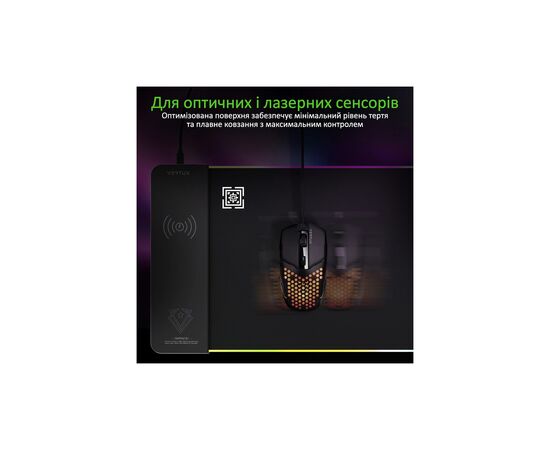 Коврик для мышки Vertux RaftPad-Qi з бездротовою зарядкою 15 Вт Black (raftpad-qi.black), изображение 2 Коврик для мышки Vertux RaftPad-Qi з бездротовою зарядкою 15 Вт Black (raftpad-qi.black), изображение 2