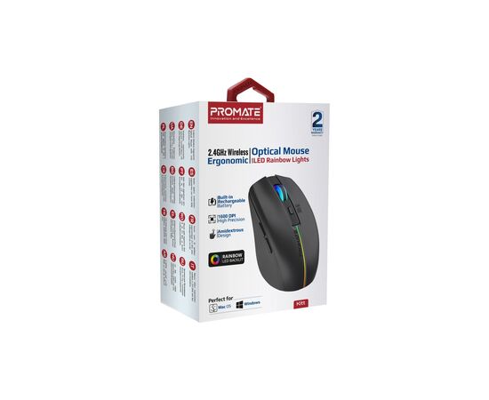 Мышка Promate Kitt Wireless Black (kitt.black), изображение 7 Мышка Promate Kitt Wireless Black (kitt.black), изображение 7