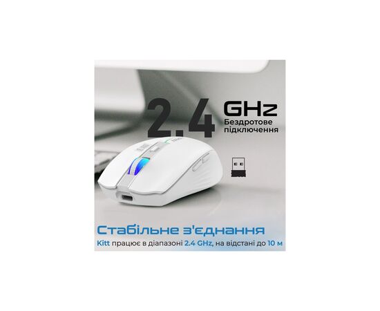 Мышка Promate Kitt Wireless White (kitt.white), изображение 6 Мышка Promate Kitt Wireless White (kitt.white), изображение 6