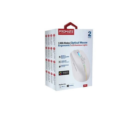 Мышка Promate Kitt Wireless White (kitt.white), изображение 7 Мышка Promate Kitt Wireless White (kitt.white), изображение 7