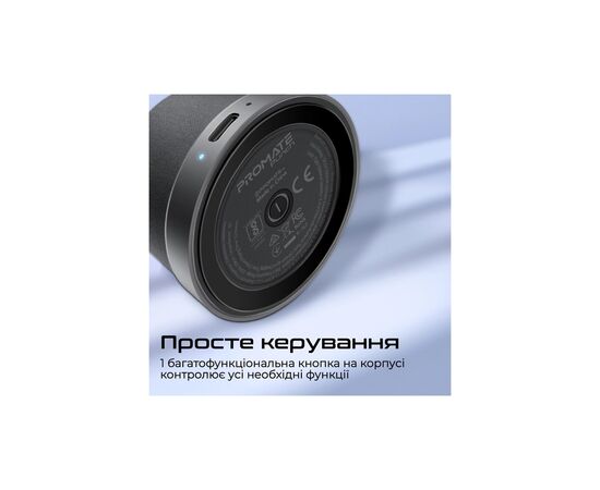 Акустическая система Promate Punch 3 Вт Black (punch.black), изображение 8 Акустическая система Promate Punch 3 Вт Black (punch.black), изображение 8