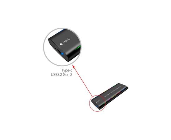 Карман внешний Dynamode M.2 SSD NVMe/SATA combo USB3.2 GEN2 Type-C aluminium black (DM-CAD-SSD10), изображение 5 Карман внешний Dynamode M.2 SSD NVMe/SATA combo USB3.2 GEN2 Type-C aluminium black (DM-CAD-SSD10), изображение 5