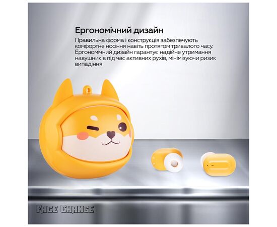 Наушники XoKo G05-face changing TWS Yellow (G05-YEL), изображение 3 Наушники XoKo G05-face changing TWS Yellow (G05-YEL), изображение 3