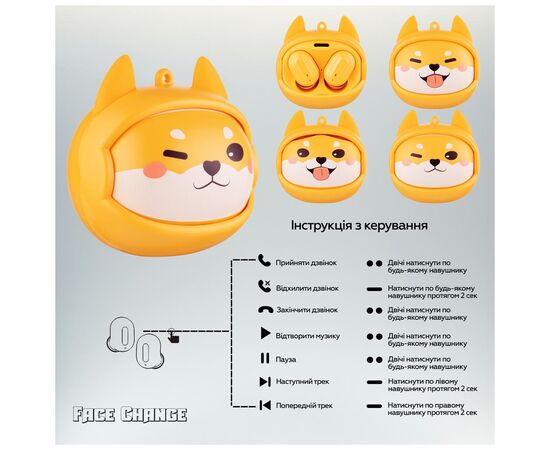 Наушники XoKo G05-face changing TWS Yellow (G05-YEL), изображение 5 Наушники XoKo G05-face changing TWS Yellow (G05-YEL), изображение 5