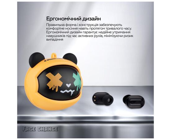 Наушники XoKo G05-face changing TWS Yellow-Black (G05-YEBK), изображение 3 Наушники XoKo G05-face changing TWS Yellow-Black (G05-YEBK), изображение 3