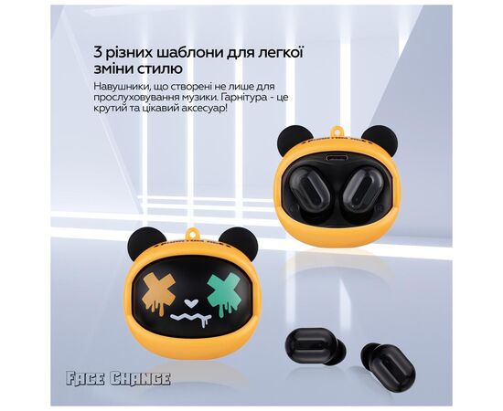 Наушники XoKo G05-face changing TWS Yellow-Black (G05-YEBK), изображение 7 Наушники XoKo G05-face changing TWS Yellow-Black (G05-YEBK), изображение 7