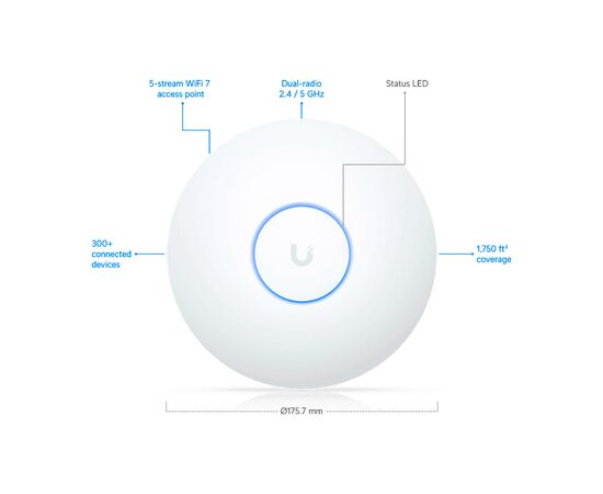Точка доступа Wi-Fi Ubiquiti U7 Long-Range (U7-LR), изображение 9 Точка доступа Wi-Fi Ubiquiti U7 Long-Range (U7-LR), изображение 9