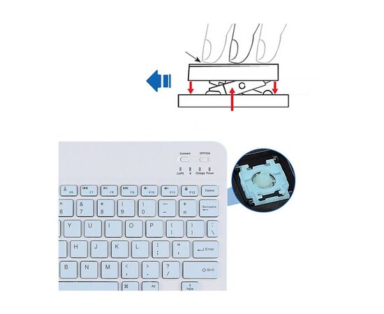 Клавиатура BeCover (245х150 мм) Bluetooth UA Light Blue (713407), изображение 3 Клавиатура BeCover (245х150 мм) Bluetooth UA Light Blue (713407), изображение 3