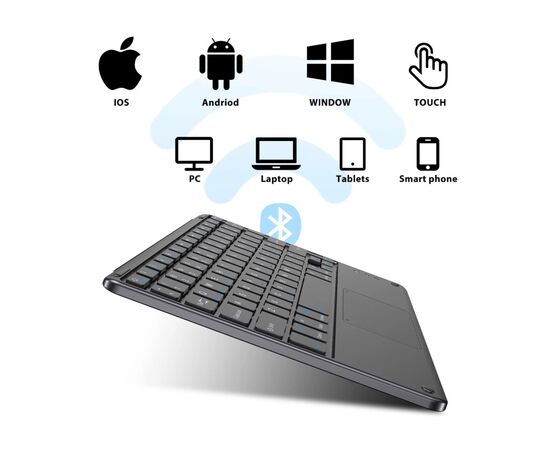 Клавіатура BeCover with TouchPad Bluetooth UA Black (713403), зображення 5 Клавіатура BeCover with TouchPad Bluetooth UA Black (713403), зображення 5