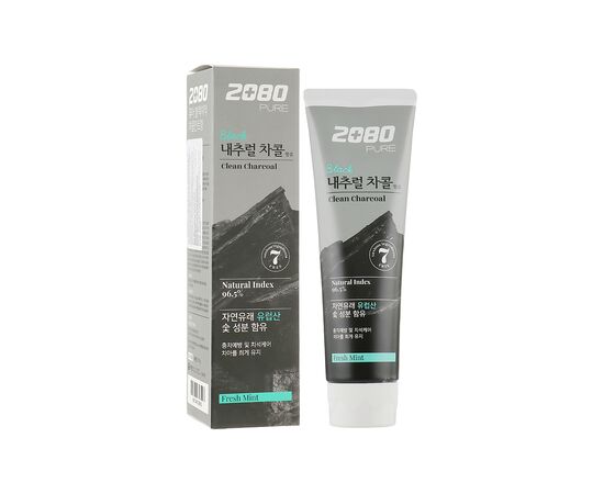 Зубная паста Aekyung 2080 Pure Black Clean Charcoal Fresh Mint 125 г (8801046328903), изображение 2 Зубная паста Aekyung 2080 Pure Black Clean Charcoal Fresh Mint 125 г (8801046328903), изображение 2