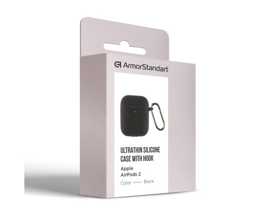 Чохол для навушників Armorstandart Ultrathin Silicone Case With Hook для Apple AirPods 2 Black (ARM59679), зображення 3 Чохол для навушників Armorstandart Ultrathin Silicone Case With Hook для Apple AirPods 2 Black (ARM59679), зображення 3