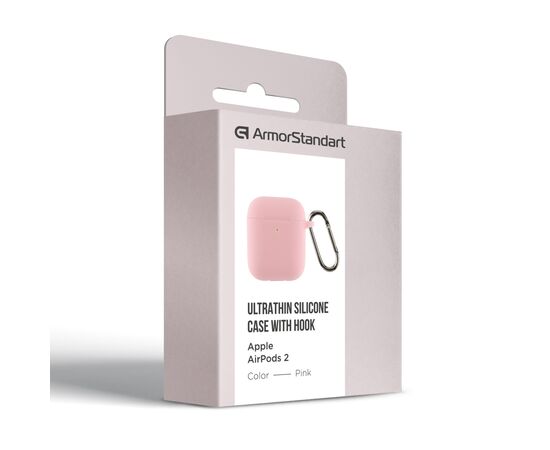 Чохол для навушників Armorstandart Ultrathin Silicone Case With Hook для Apple AirPods 2 Pink (ARM59688), зображення 3