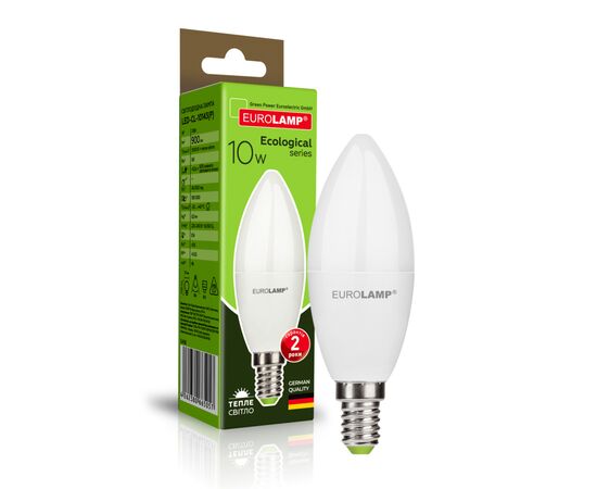 Лампочка Eurolamp LED Лампа EUROLAMP ECO серия "P" CL 10W 900 lm E14 3000K (LED-CL-10143(P)), изображение 2 Лампочка Eurolamp LED Лампа EUROLAMP ECO серия "P" CL 10W 900 lm E14 3000K (LED-CL-10143(P)), изображение 2