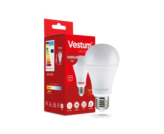 Лампочка Vestum LED A70 18W 3000K 220V E27 (1-VS-1112), изображение 2 Лампочка Vestum LED A70 18W 3000K 220V E27 (1-VS-1112), изображение 2