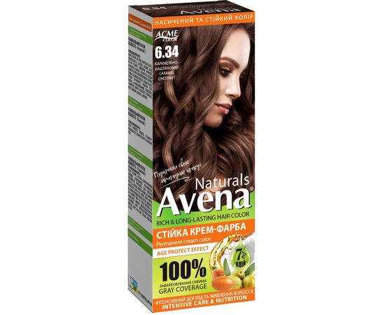 Краска для волос Acme Color Avena Naturals Стойкая 6.34 - Caramel Chestnut (4823115503268)