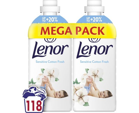 Кондиціонер для білизни Lenor Для чутливої шкіри Свіжість бавовни 2 х 1.239 л (8700216880824)