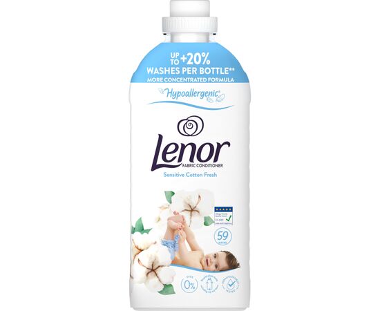 Кондиционер для белья Lenor Для чувствительной кожи Свежесть хлопка 1.239 л (8700216724470), изображение 2 Кондиционер для белья Lenor Для чувствительной кожи Свежесть хлопка 1.239 л (8700216724470), изображение 2