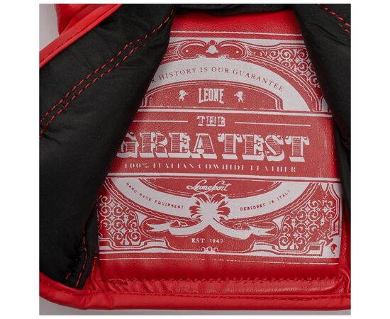 Боксерские перчатки Leone GN111 The Greatest Red 14 унцій (GN111_Red_14oz), изображение 10 Боксерские перчатки Leone GN111 The Greatest Red 14 унцій (GN111_Red_14oz), изображение 10