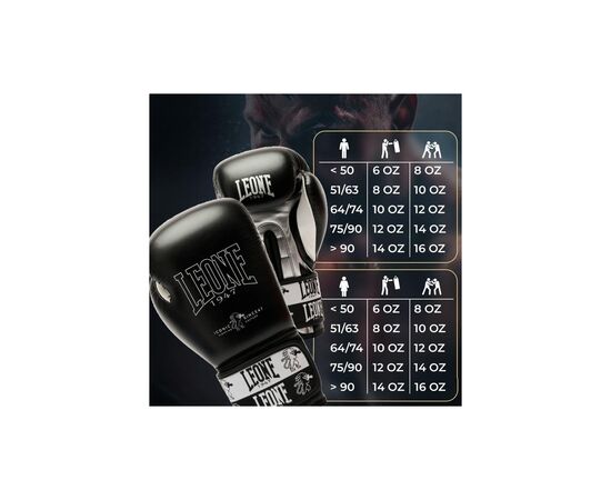 Боксерские перчатки Leone GN208 Iconic Black 12 унцій (GN208_Black_12oz), изображение 10 Боксерские перчатки Leone GN208 Iconic Black 12 унцій (GN208_Black_12oz), изображение 10