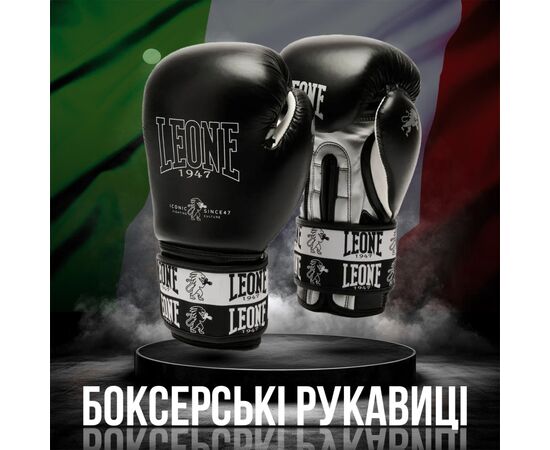 Боксерские перчатки Leone GN208 Iconic Black 12 унцій (GN208_Black_12oz), изображение 2 Боксерские перчатки Leone GN208 Iconic Black 12 унцій (GN208_Black_12oz), изображение 2