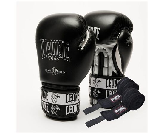 Боксерские перчатки Leone GN208 Iconic Black 12 унцій (GN208_Black_12oz)