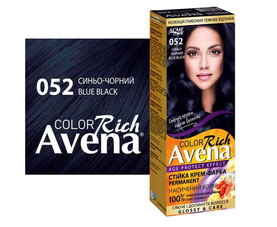 Краска для волос Acme Color Avena Rich Color Стойкая 052 - Сине-черный (4823115502643), изображение 3 Краска для волос Acme Color Avena Rich Color Стойкая 052 - Сине-черный (4823115502643), изображение 3