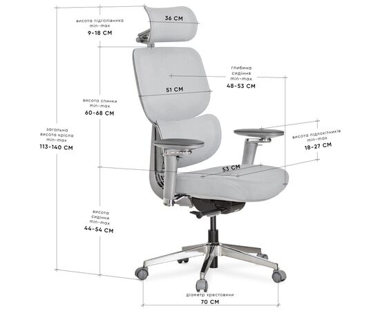 Офисное кресло Mealux D2 Air Fabric Grey (HF-D2 F/G), изображение 10 Офисное кресло Mealux D2 Air Fabric Grey (HF-D2 F/G), изображение 10